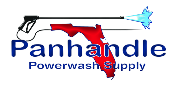 Panhandle Powerwash Supply logo with red Florida outline and blue spray wand