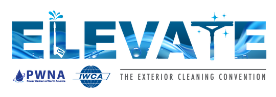 ELEVATE logo with PWNA and IWACA logos, promoting the Exterior Cleaning Convention