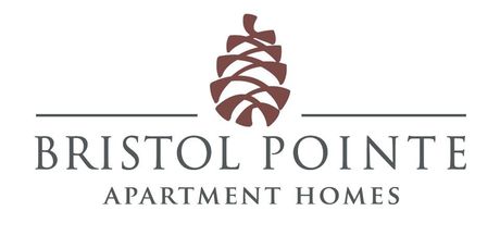 the logo for bristol pointe apartment homes has a pine cone on it .