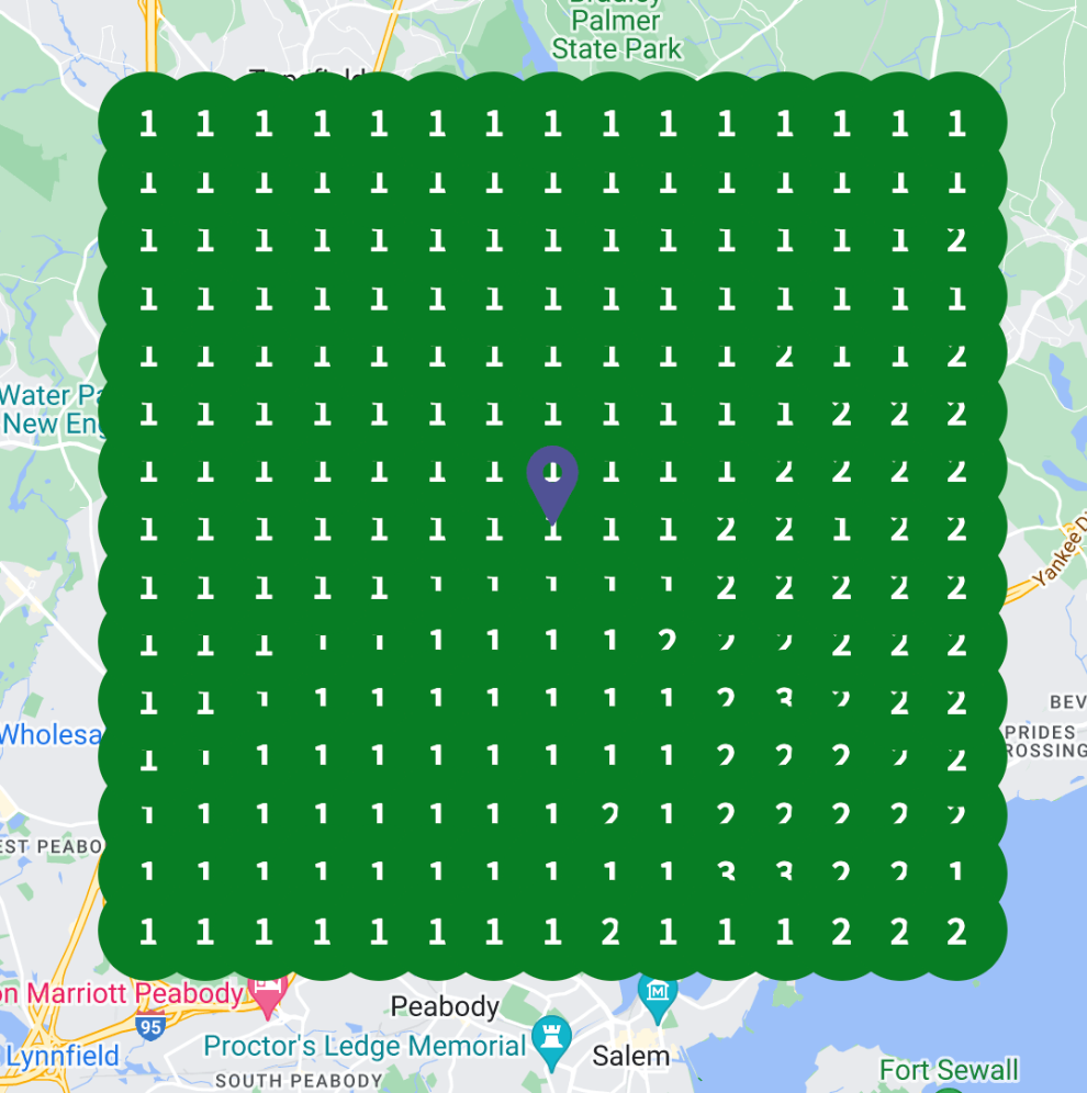238 square mile local search grid reports for a PropertyProsHQ Marketing & SEO client