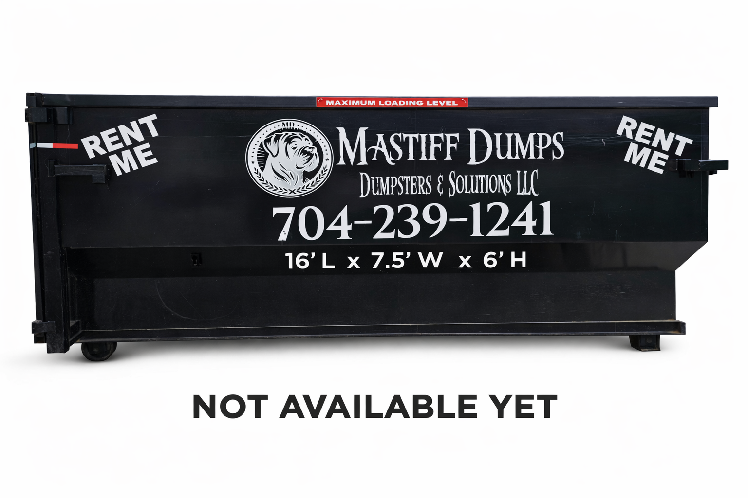 A black dumpster is sitting in the grass next to a tree.