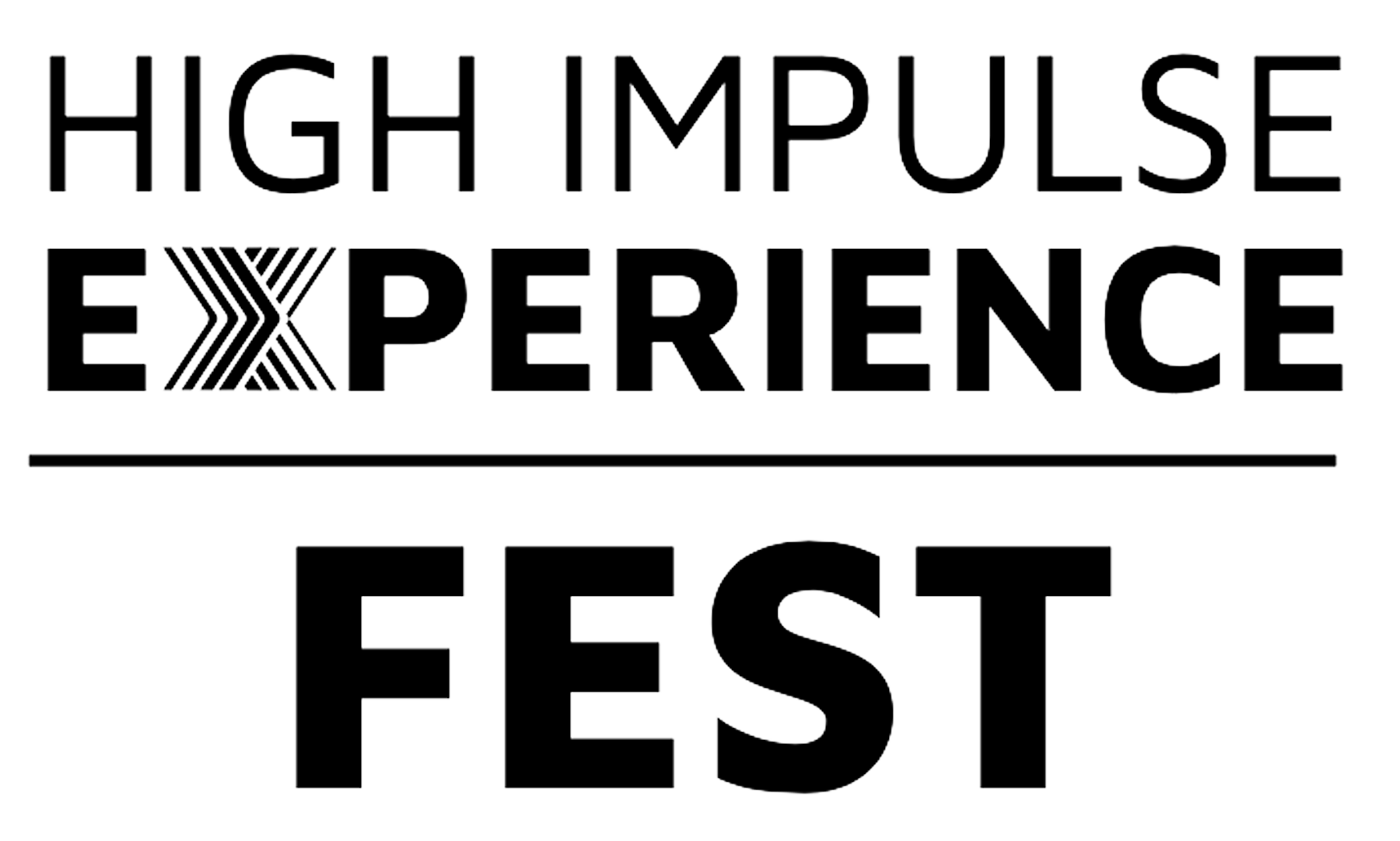 El logotipo del festival de experiencias de alto impulso es en blanco y negro.