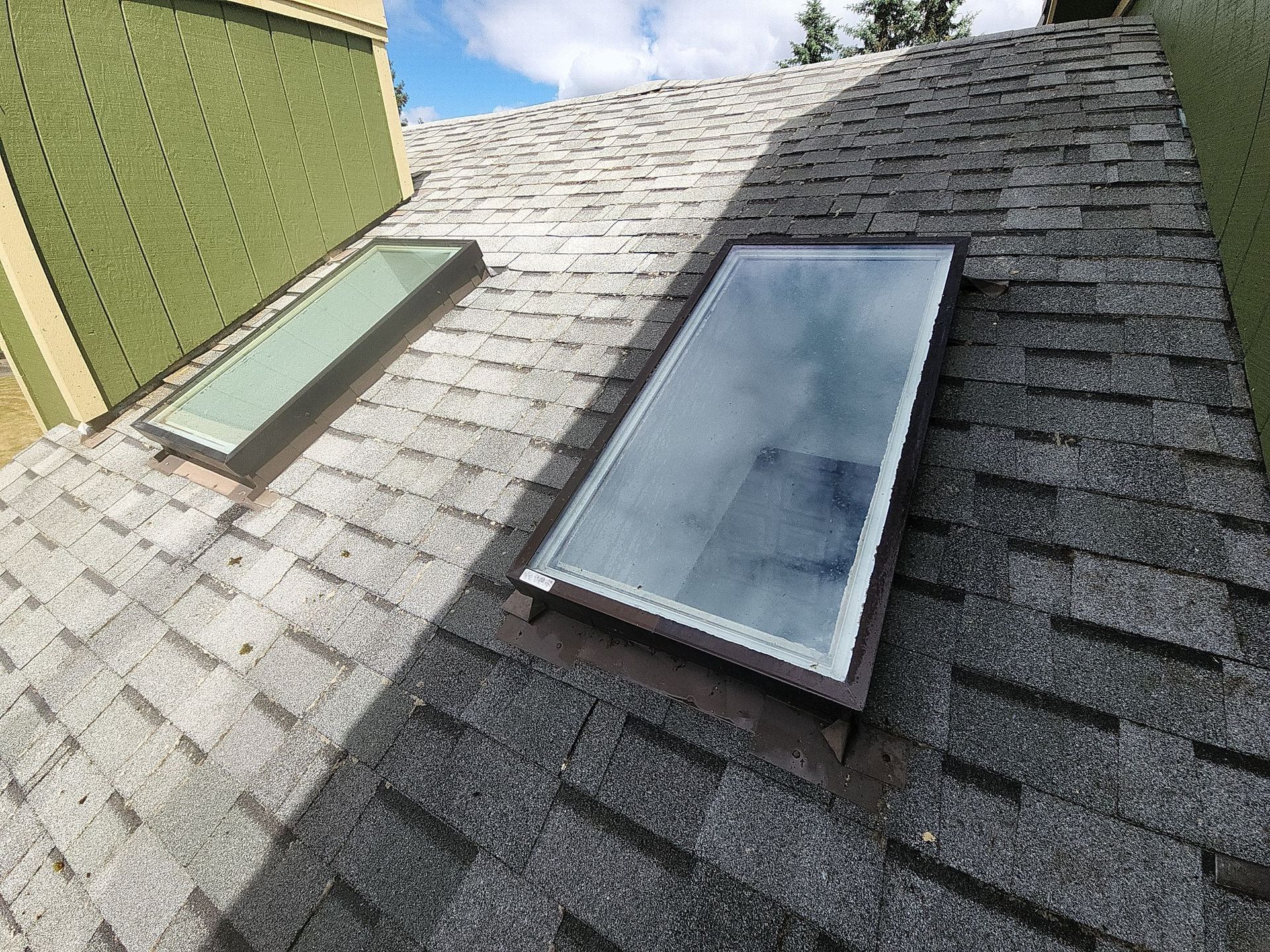 after asphalt roof cleaning and moss treatment