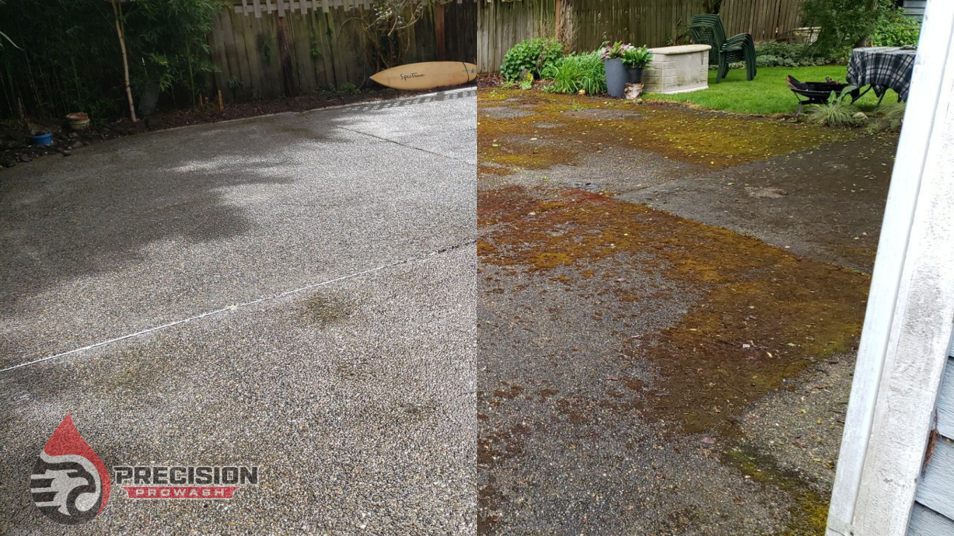 Before and after concrete cleaning Tacoma