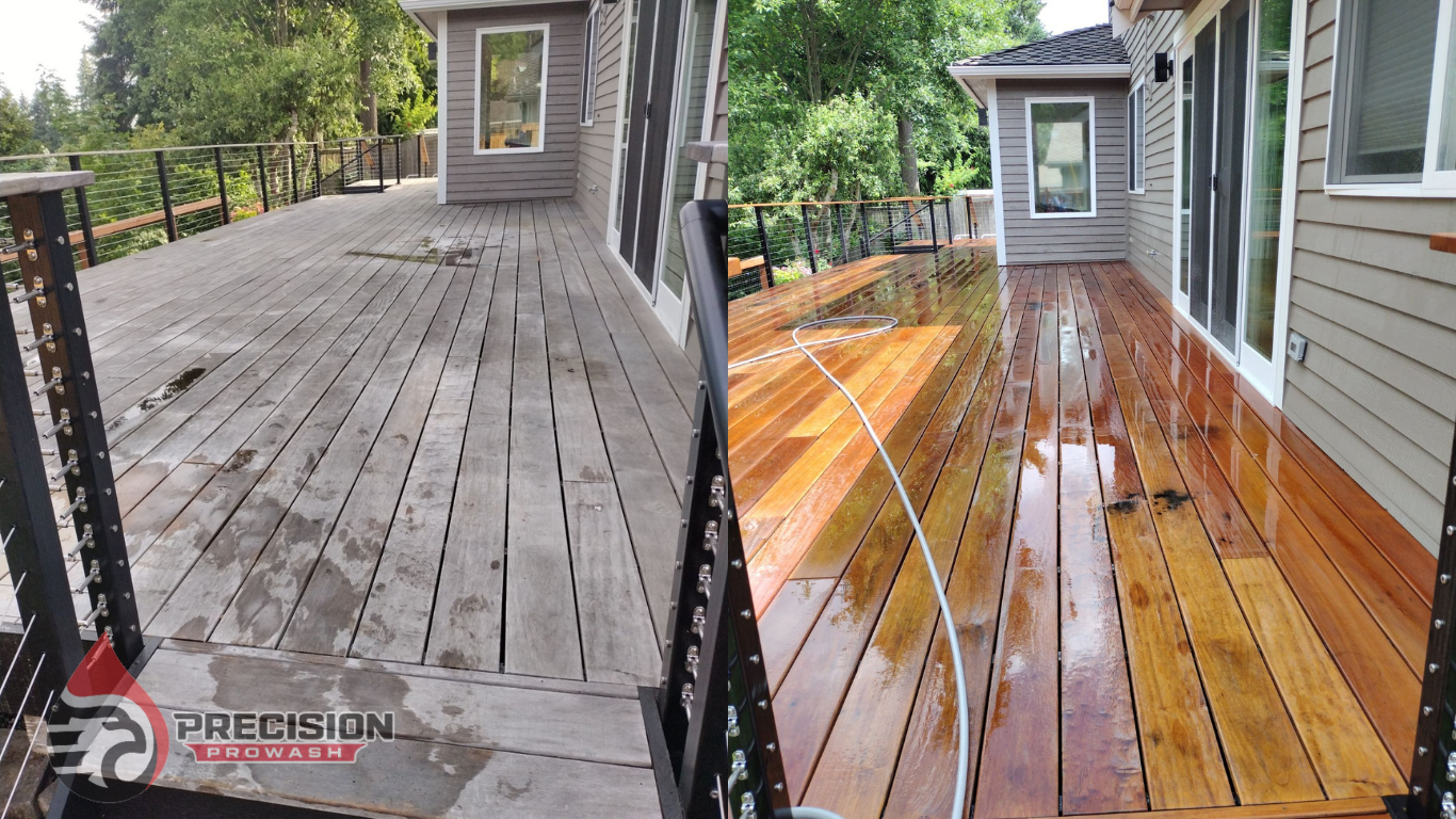before and after deck cleaning tacoma