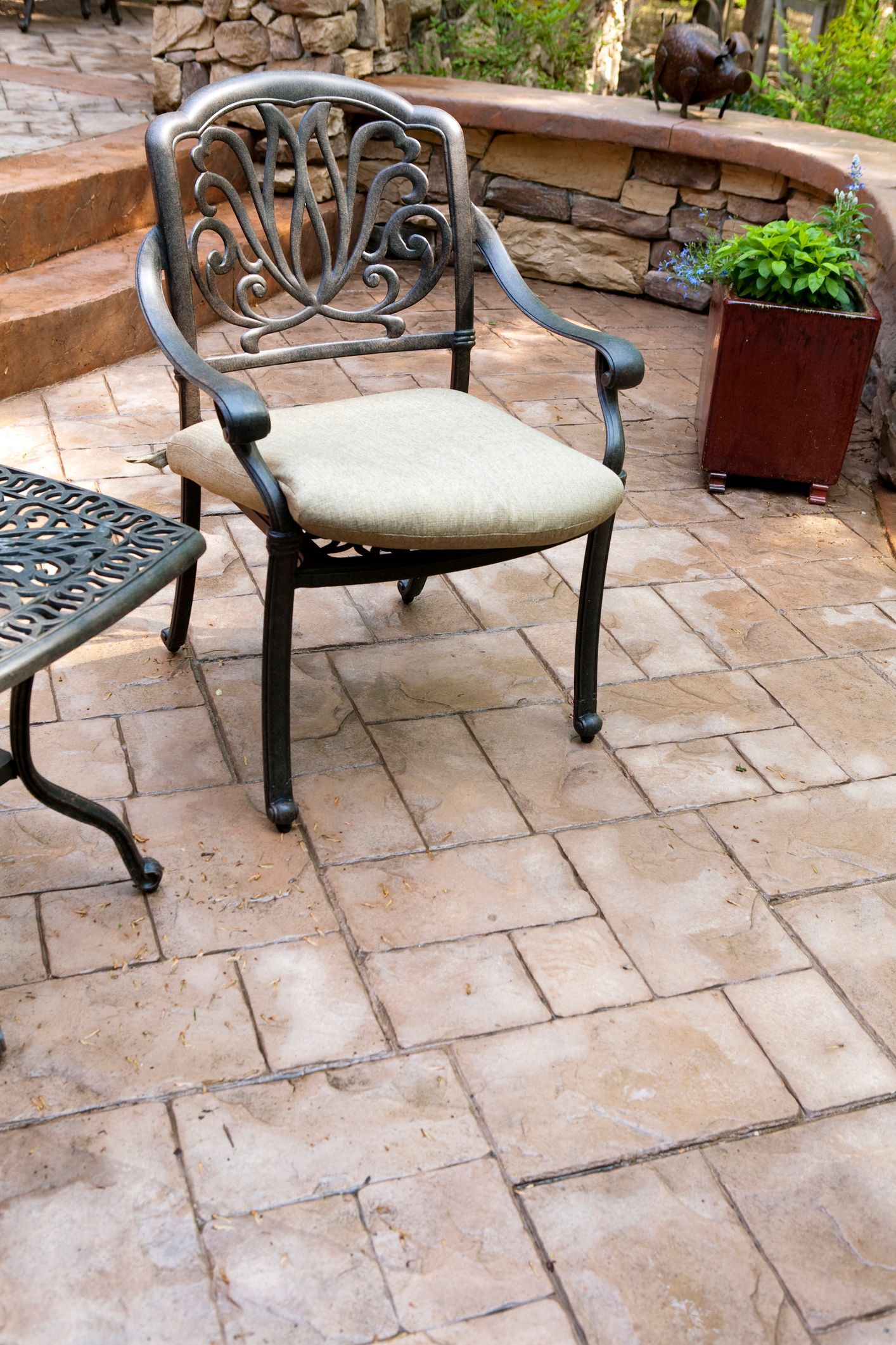 Stamped concrete patio by expert concrete contractor in High Point, NC, showcasing custom textures a