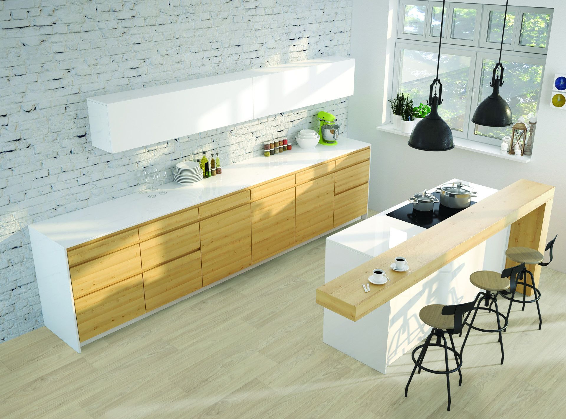 A Wooden Floor With A Herringbone Pattern In A Living Room — Mid Coast Flooring & Blinds In Wingham, NSW