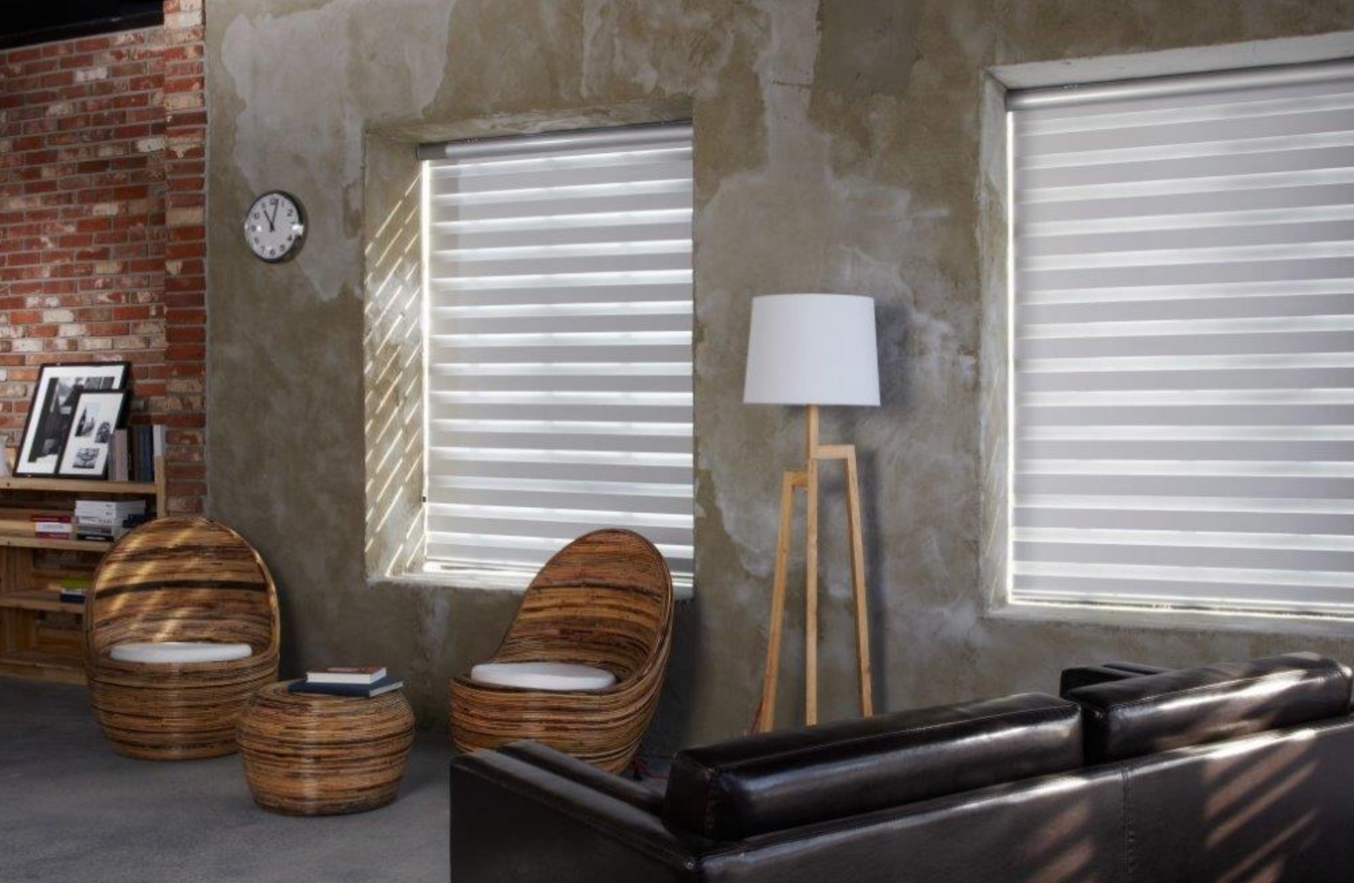 A Living Room with A Couch, Chairs, and A Lamp — Mid Coast Flooring & Blinds In Forster, NSW