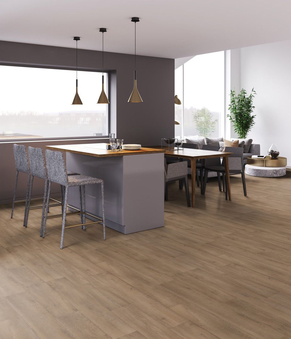 A Wooden Floor With A Herringbone Pattern In A Living Room — Mid Coast Flooring & Blinds In Forster, NSW