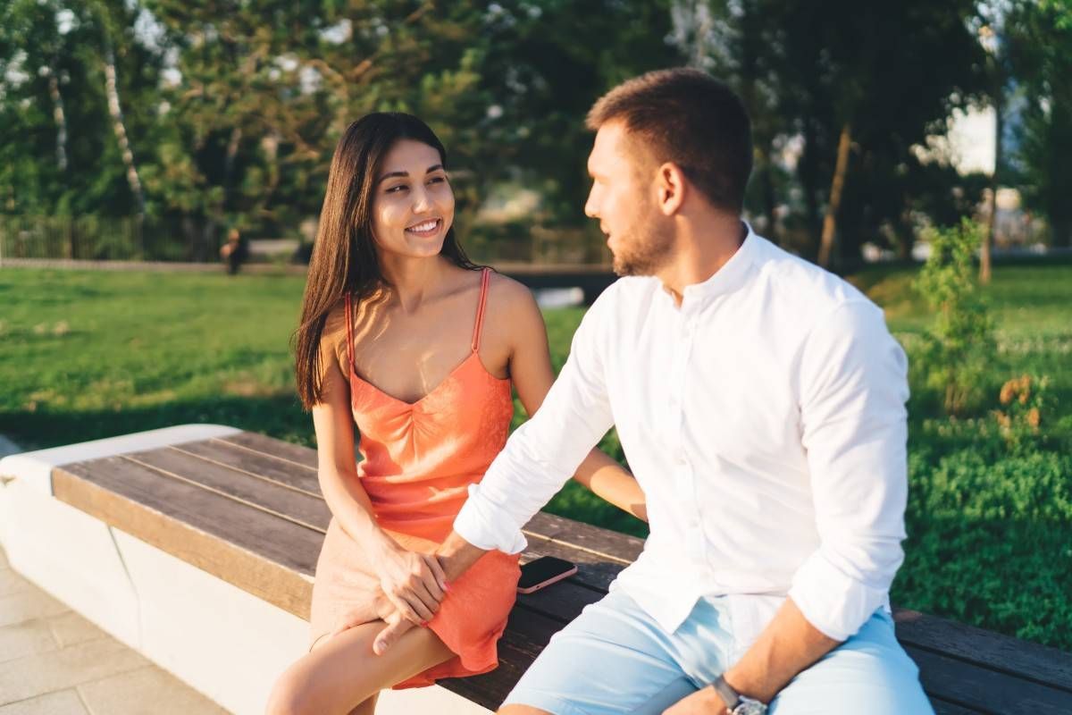 couple sitting in park