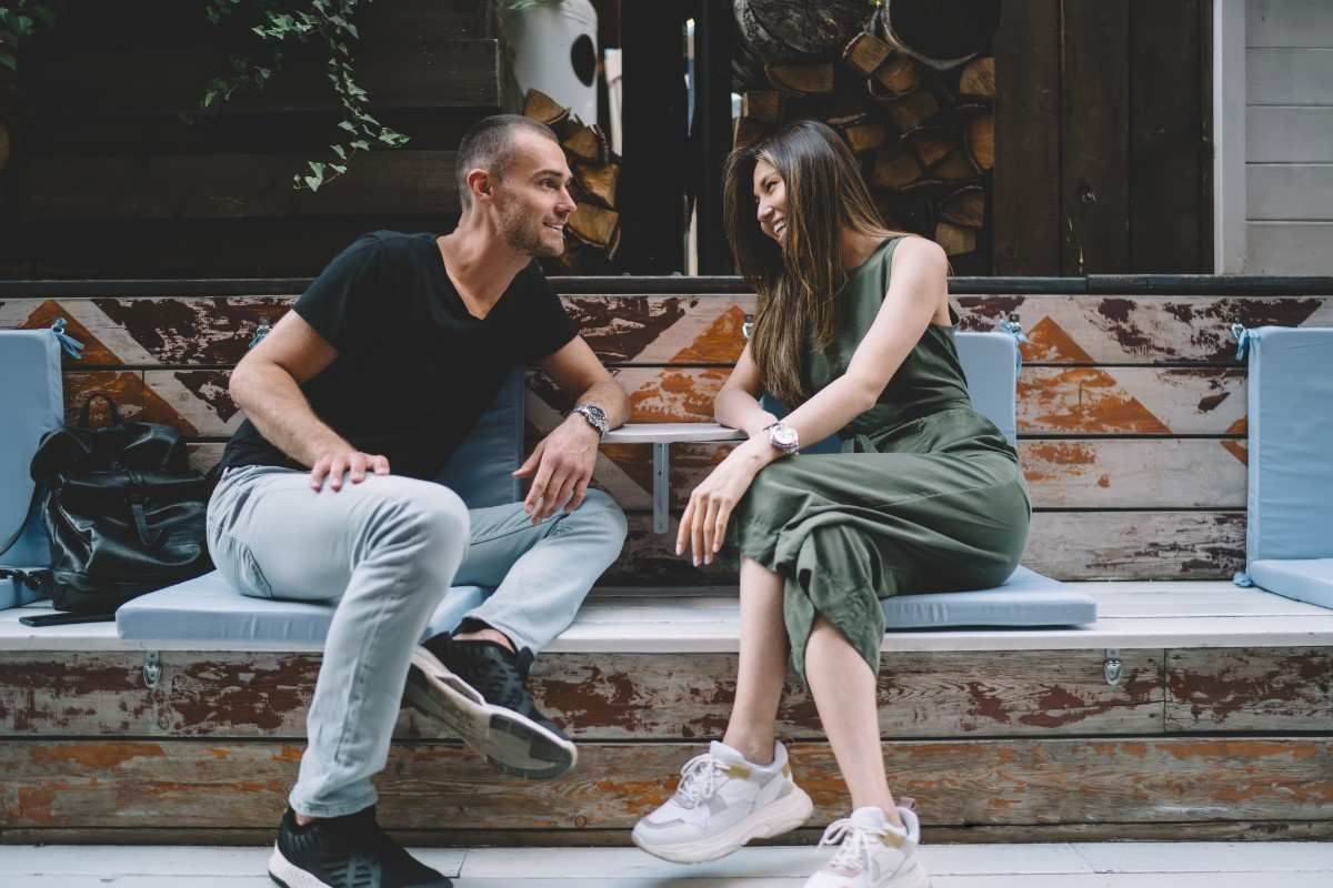 couple sitting and talking