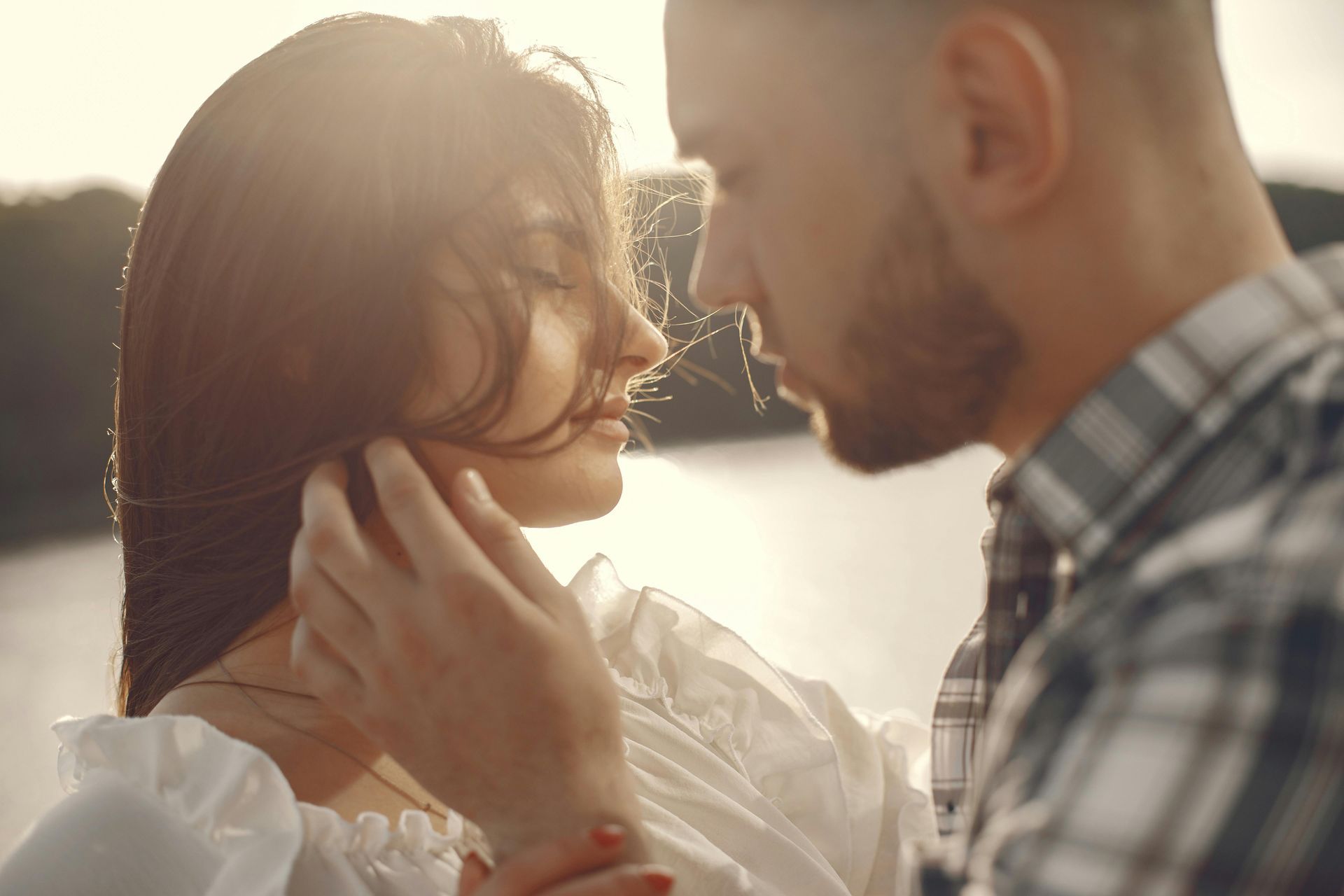 Successful couple building emotional connection during intimate dating moment