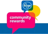 A pink speech bubble with the words community rewards on it