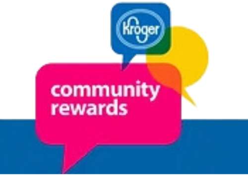 A pink speech bubble with the words community rewards on it