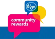 A pink speech bubble with the words community rewards on it