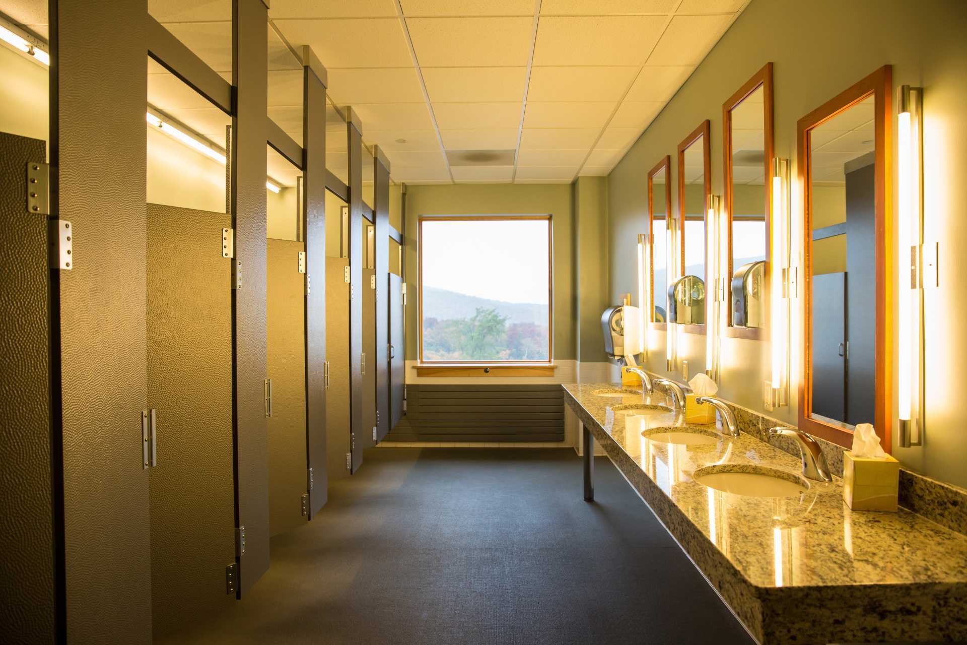 bathroom stalls sinks