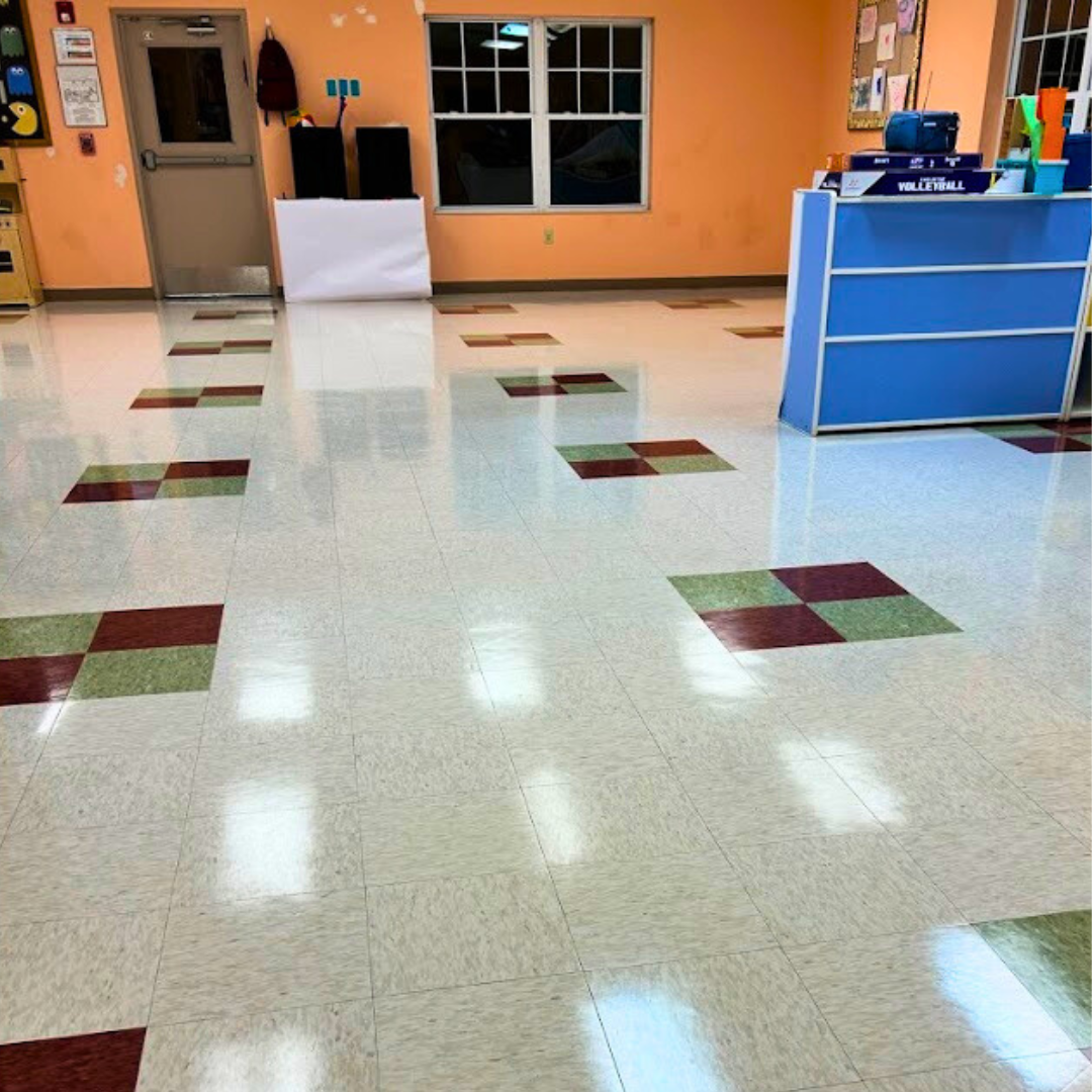 school strip and wax floor cleaning after