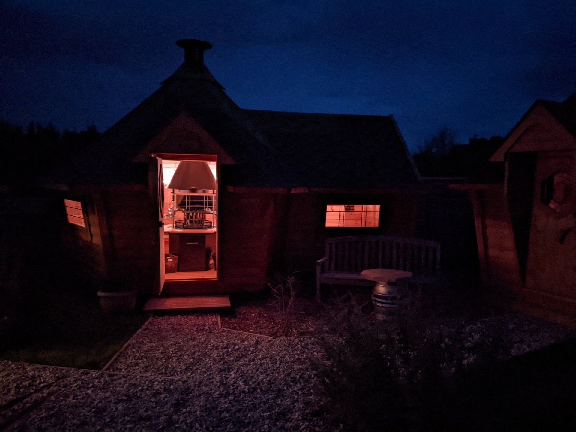 BBQ hut in the dark - a perfect hygge hideout