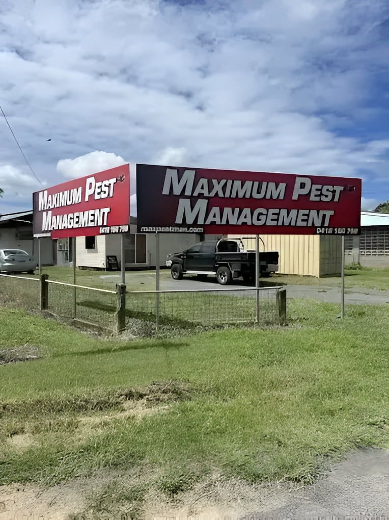A Truck Is Parked In Front Of A Maximum Pest Management Building — Maximum Pest Management In Mareeba, QLD