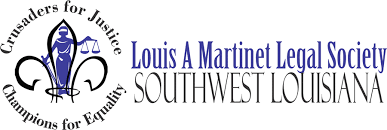 The logo for louis a martinet legal society southwest louisiana