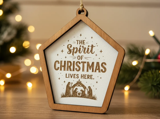 Laser Cut Wooden Christmas Nativity Ornament