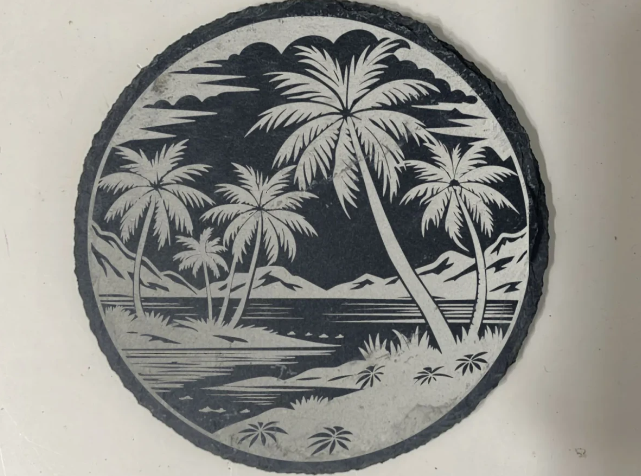 Slate Coaster – Beach with palm trees