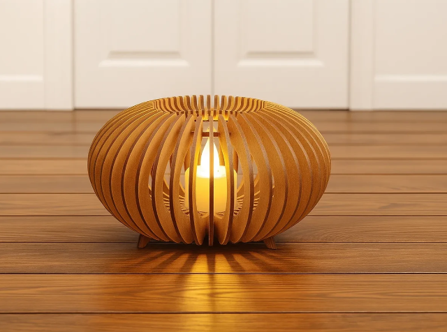Laser Cut Wooden Candle Holder Lantern Pumpkin