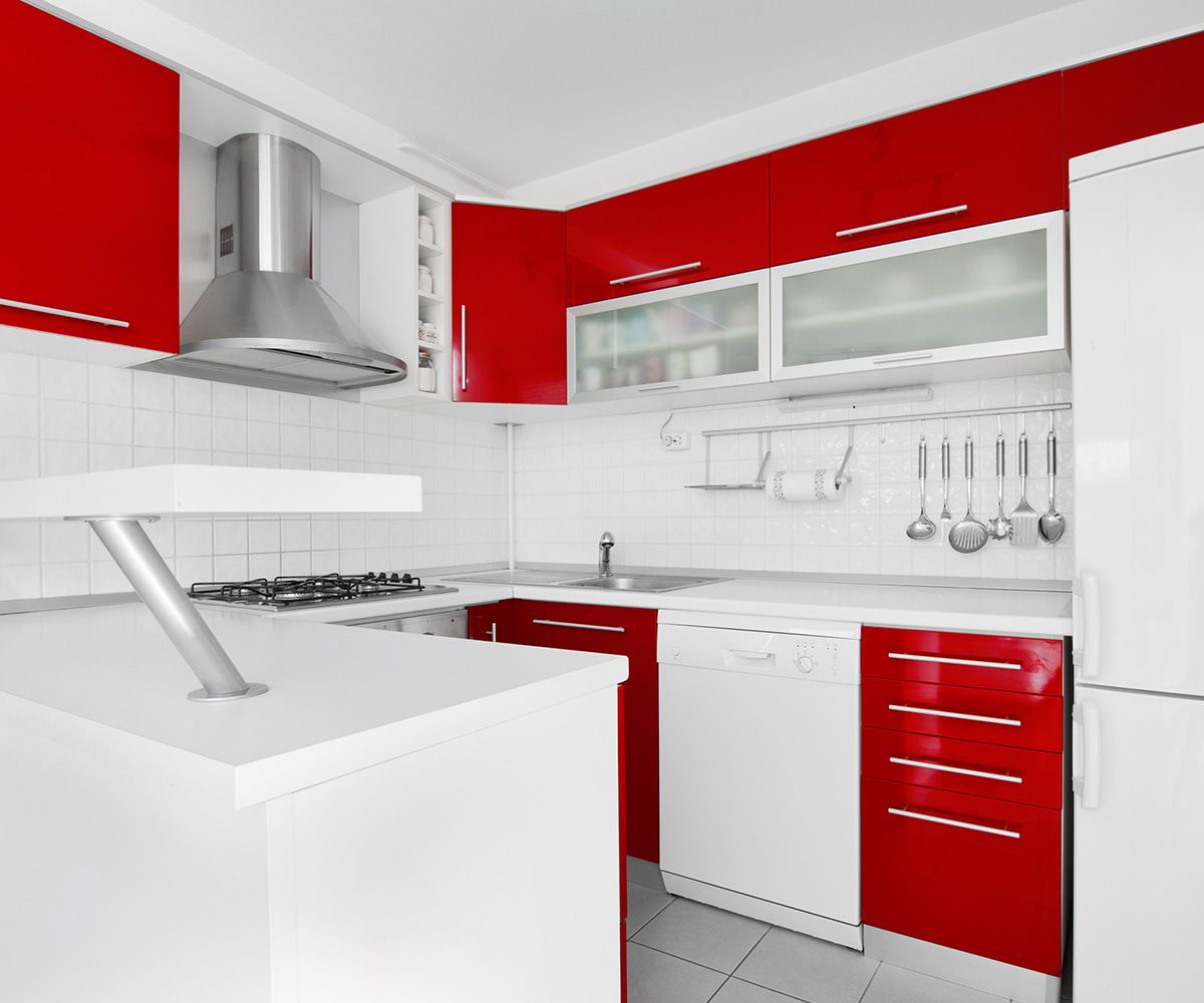 Modern Red Kitchen — Omaha, NE — Lewis Tile Installations