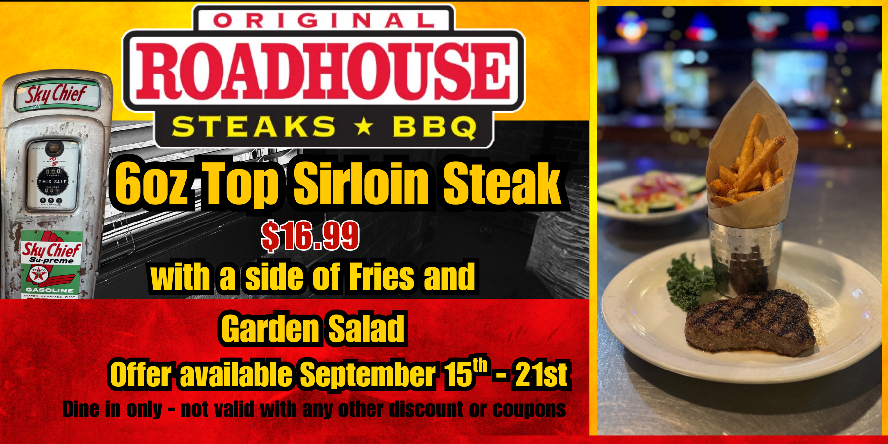Advertisement for all-you-can-eat ribs at Roadhouse, September 8-14, for $39.99.