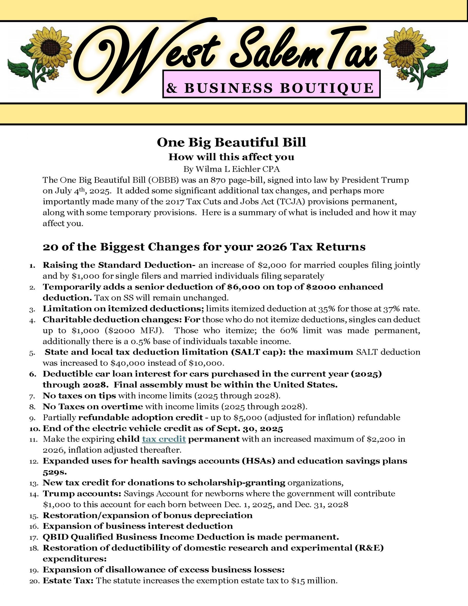 A magazine cover for west salem tax & business boutique A magazine cover for west salem tax & business boutique