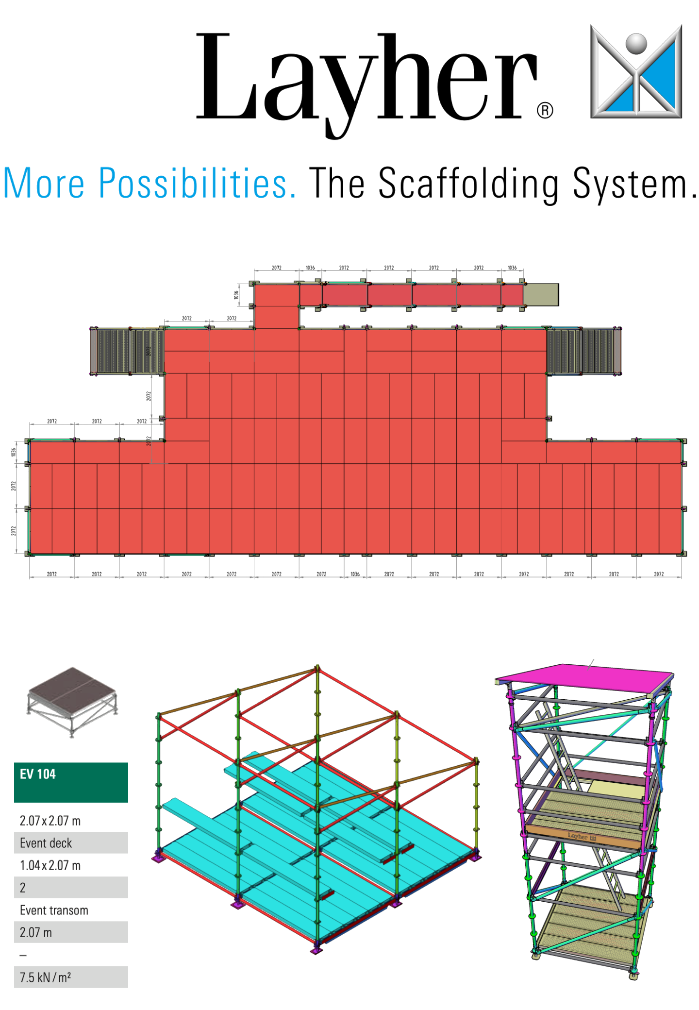 A drawing of a scaffolding system called layher