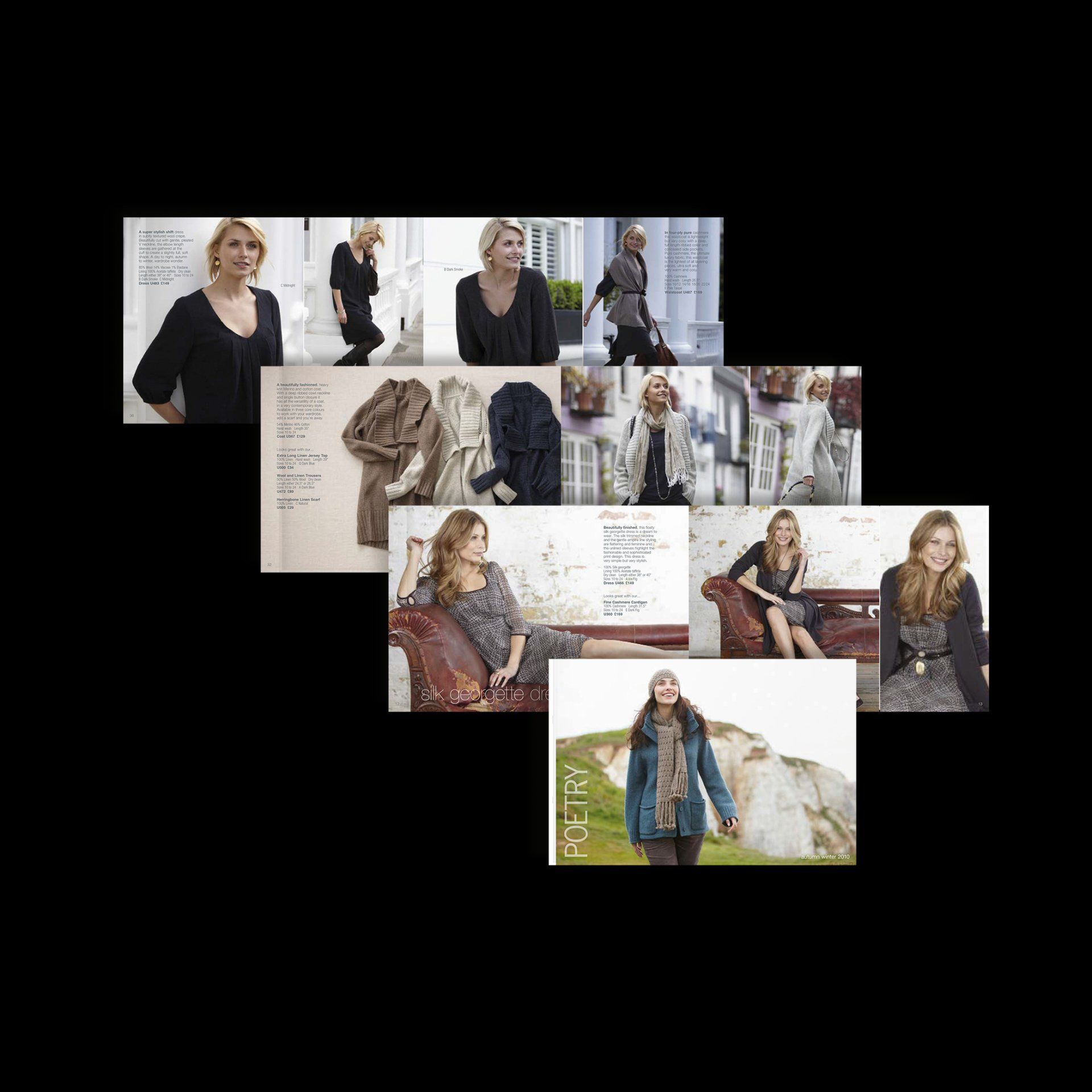 Poetry catalogue, with clothing images and their descriptions