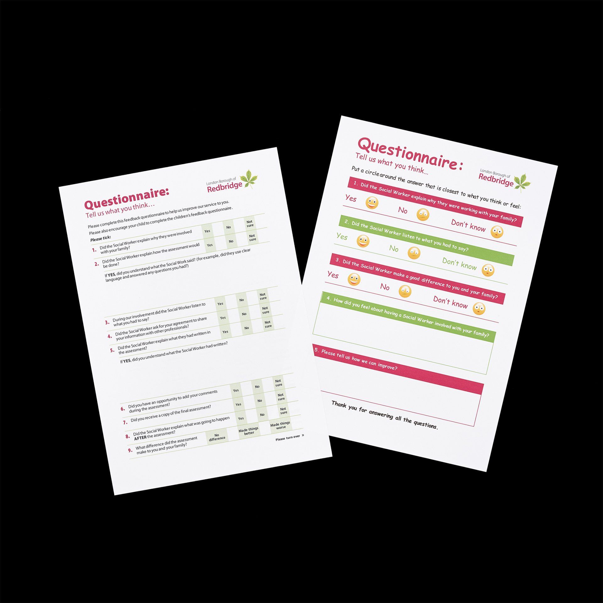 Redbridge questionnaires