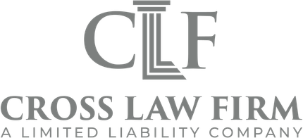Cross Law Firm logo with gray CLF monogram and company name