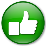 A green button with a thumbs up sign on it