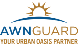 a logo for a company called awnguard your urban oasis partner