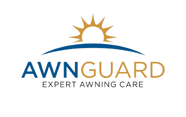 A logo for a company called awnguard expert awning care