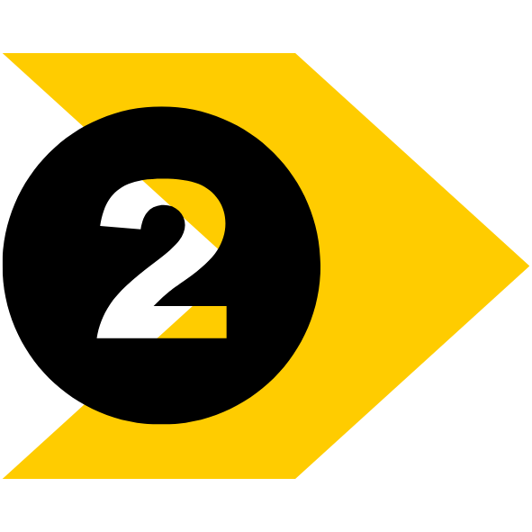 Ein schwarzer Kreis mit der Zahl 2 darin