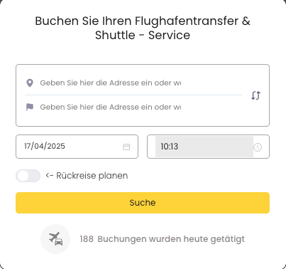 A screen shot of a website that says buchen sie ihren flughafentransfer & shuttle service