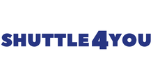 Das Logo von Shuttle 4 You ist blau und weiß auf weißem Hintergrund.