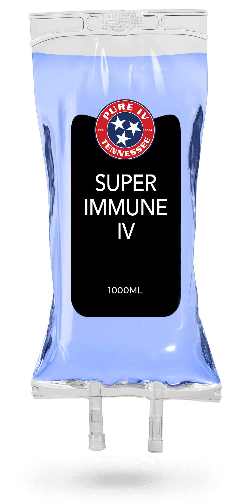 A bag of super immune iv is shown on a white background.