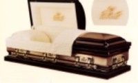 a casket with the lid open and a crown on it .