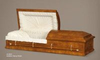 tan wooden cremation casket