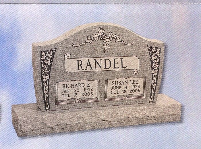 upright headstone with two names