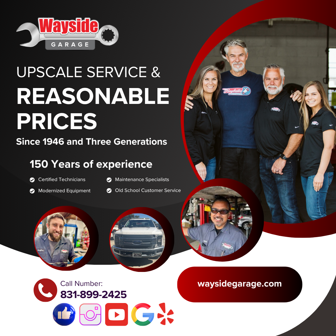 Wayside Garage technicians in Seaside, CA providing trusted, certified auto repair service.