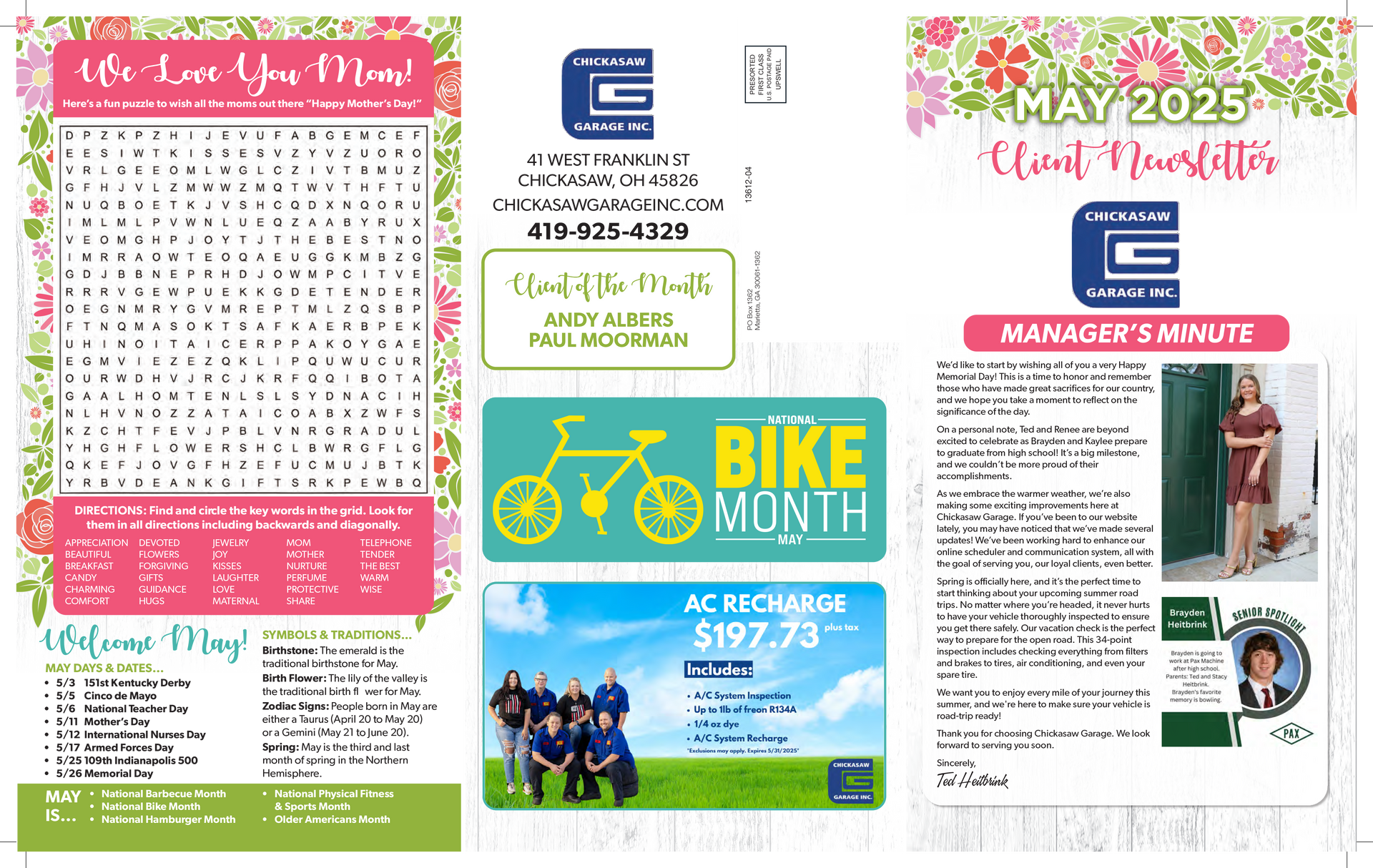 Newsletter, May 2025 | Chickasaw Garage