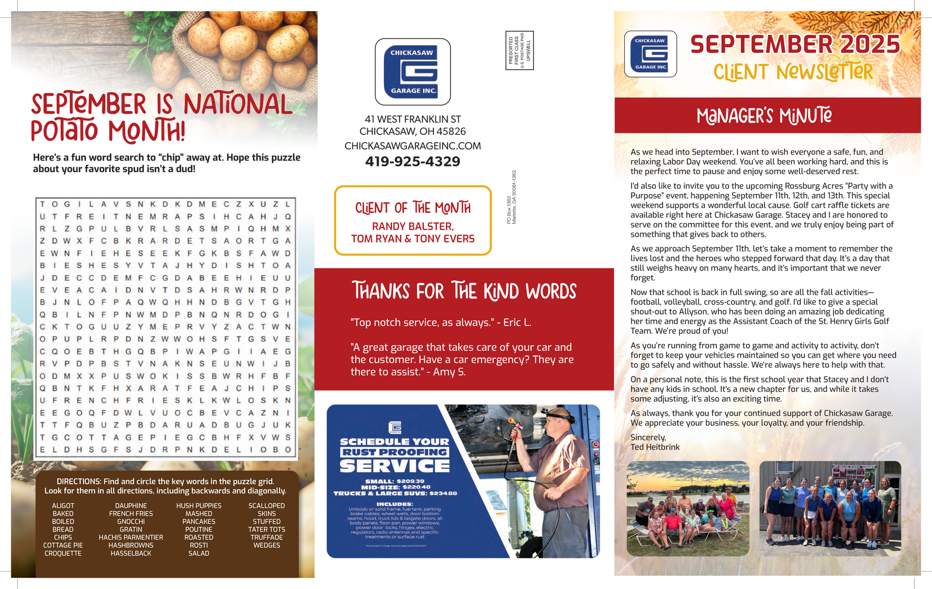 Newsletter, August 2025 | Chickasaw Garage