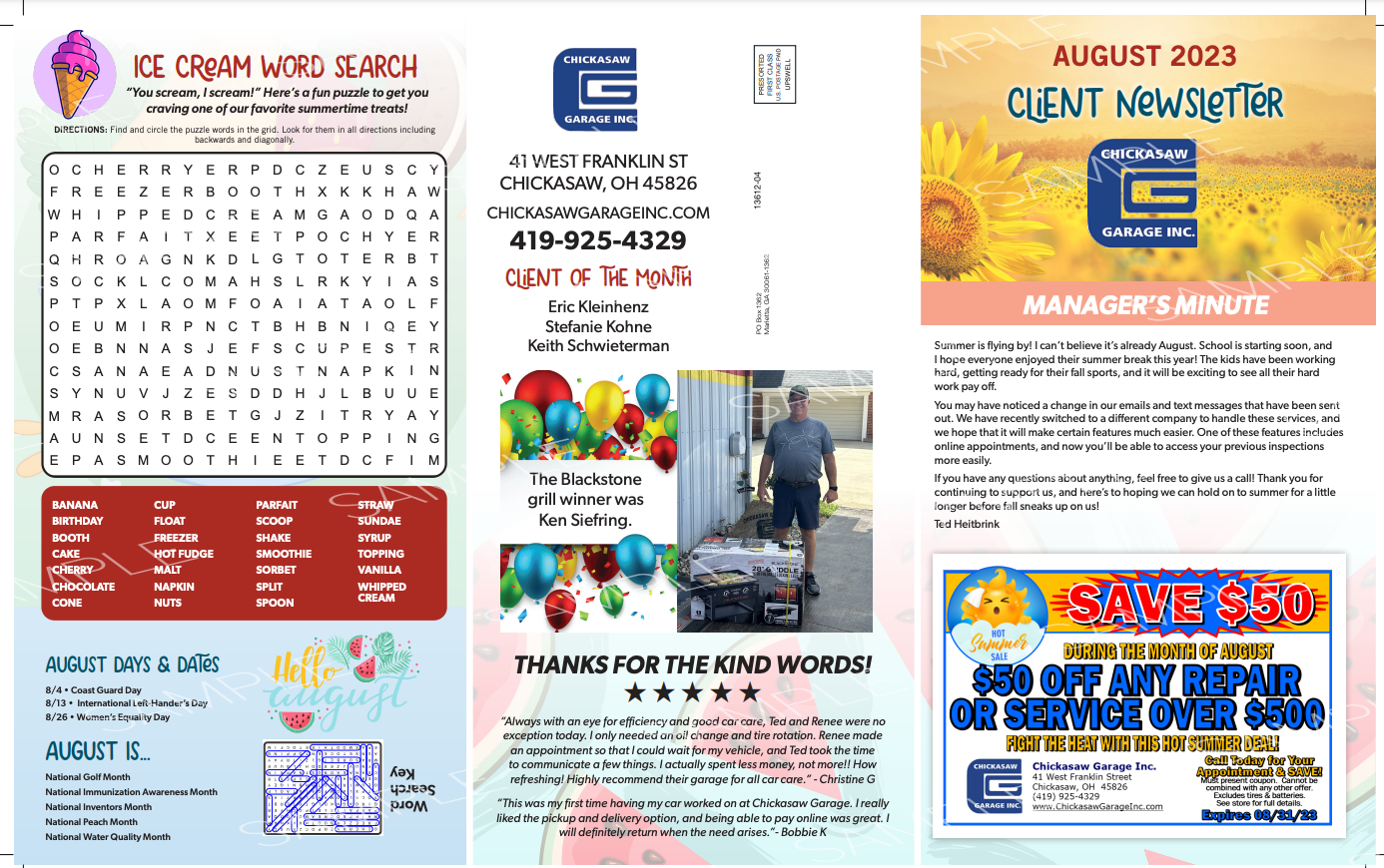 August | Chickasaw Garage
