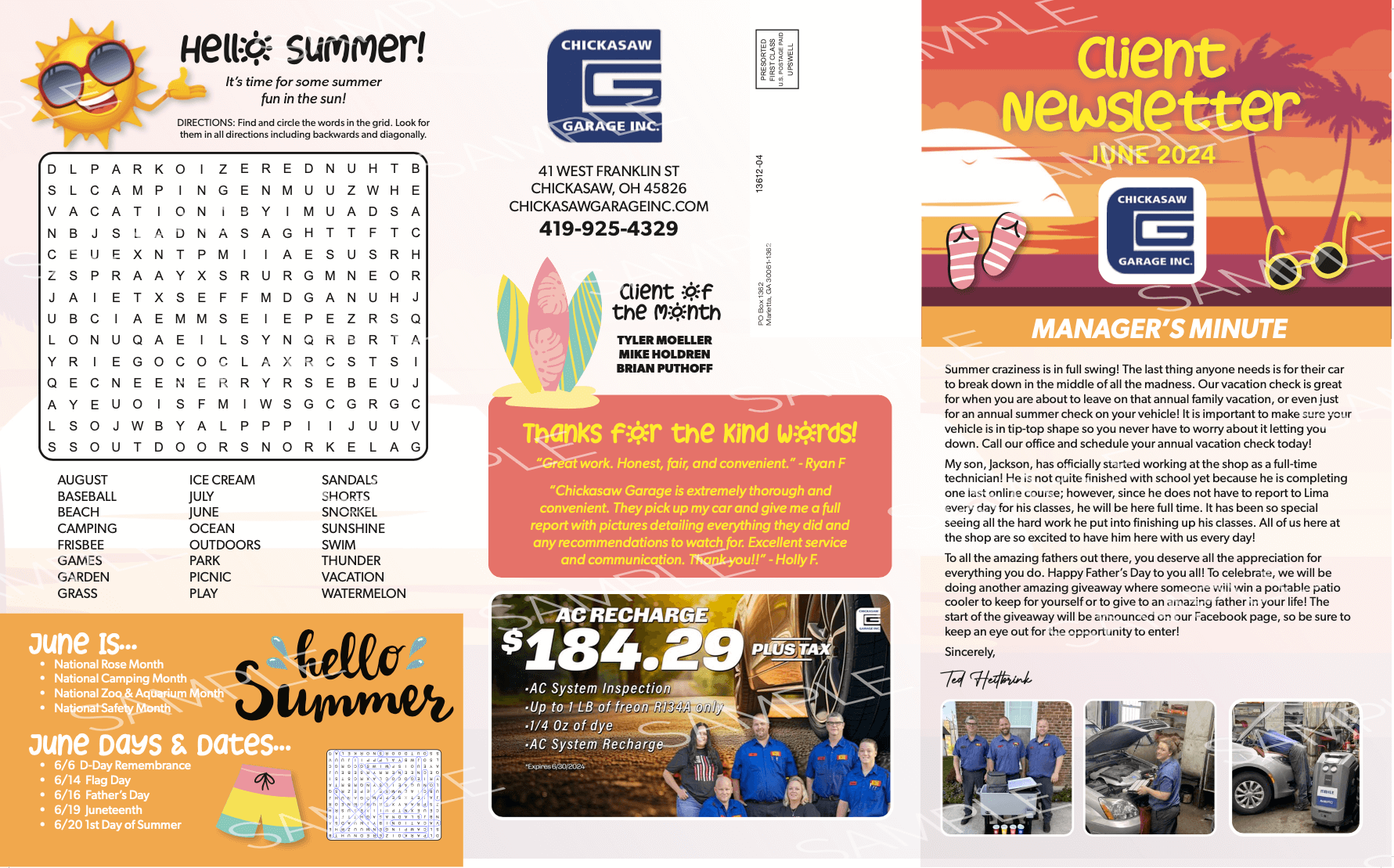 Newsletter | Chickasaw Garage