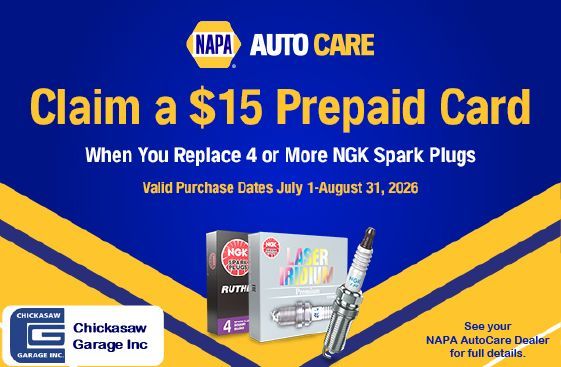 NAPA Special Claim a $15 Prepaid Card Valid Purchase Dates: July 1 - August 31, 2026